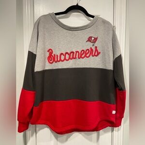 Tampa Bay Buccaneers Size M Touch Outfield Deep V-Back Tie Pullover Sweatshirt